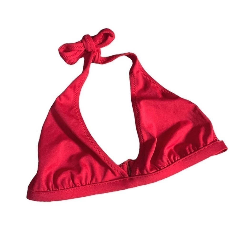 🌺 J Crew Classic Red Halter Tie Neck Bikini Top Size S NWT